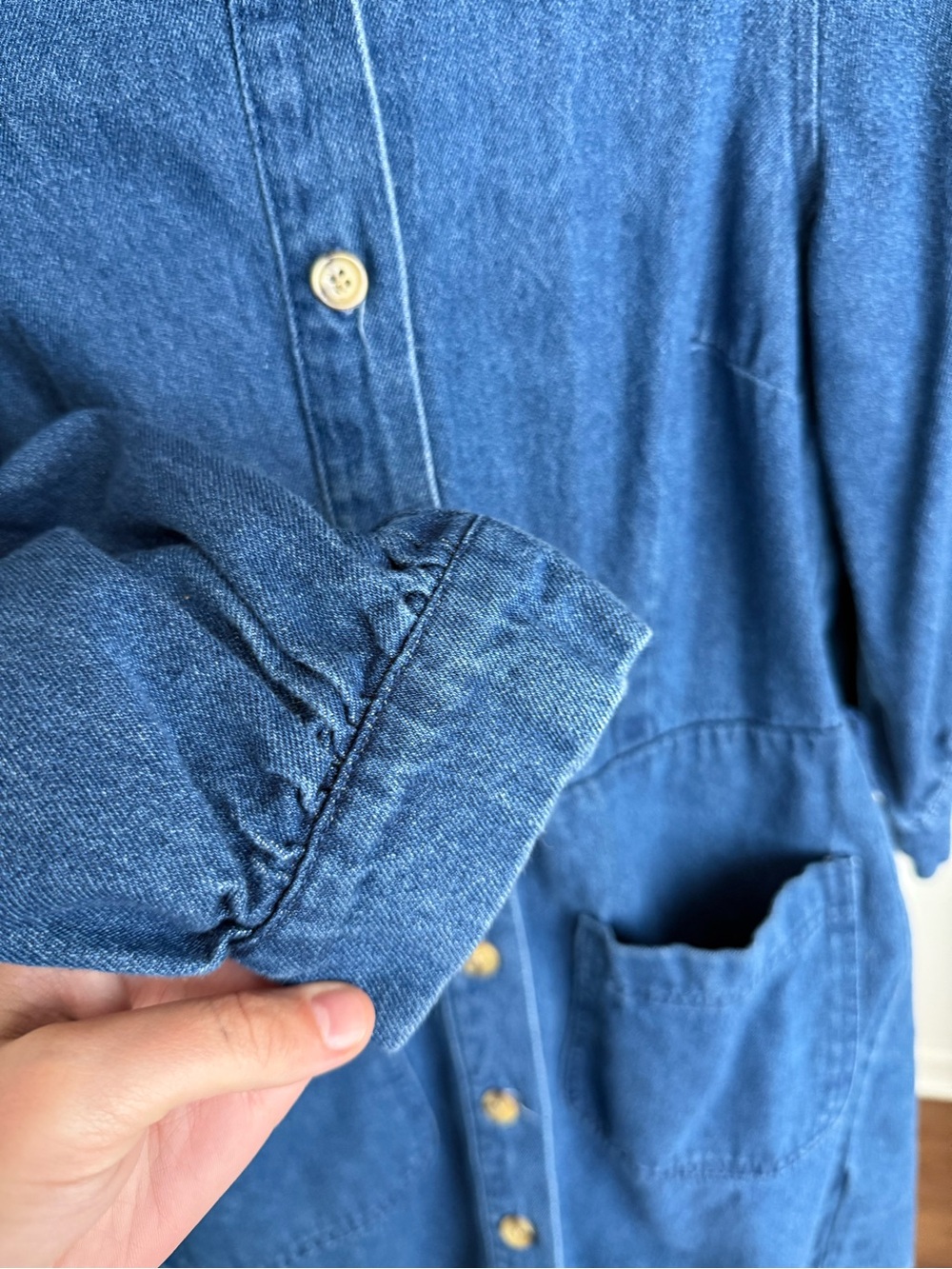 Who What Wear Blue Denim Button-Front Mini Dress - Picture 3 of 4
